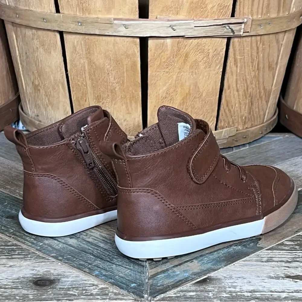 Wonder Nation High-Top Leather Hook-and-Loop Ankle Sneaker Boots Toddler Size 11